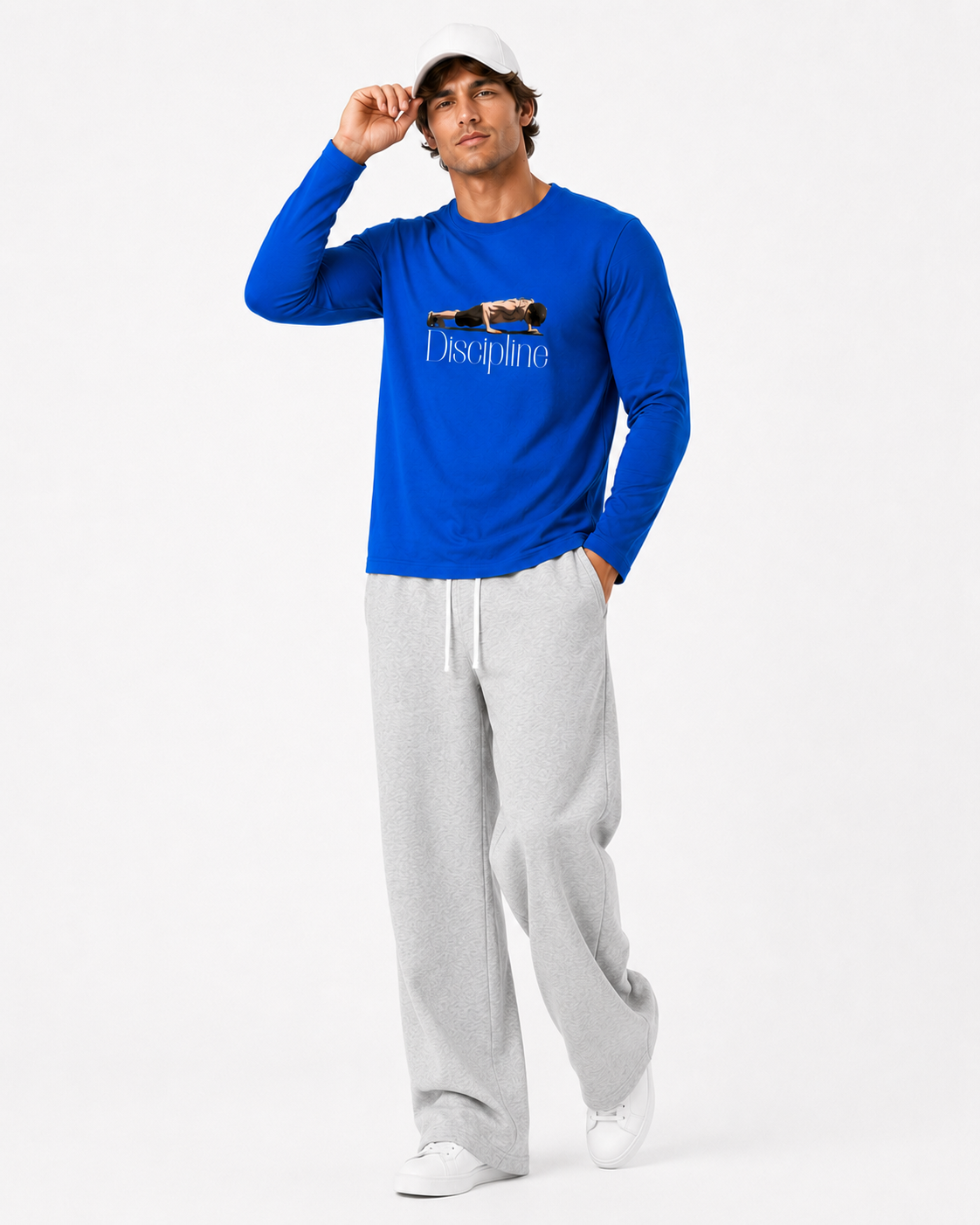 Discipline Push-Up Graphic Long-Sleeve T-Shirt – Royal Blue