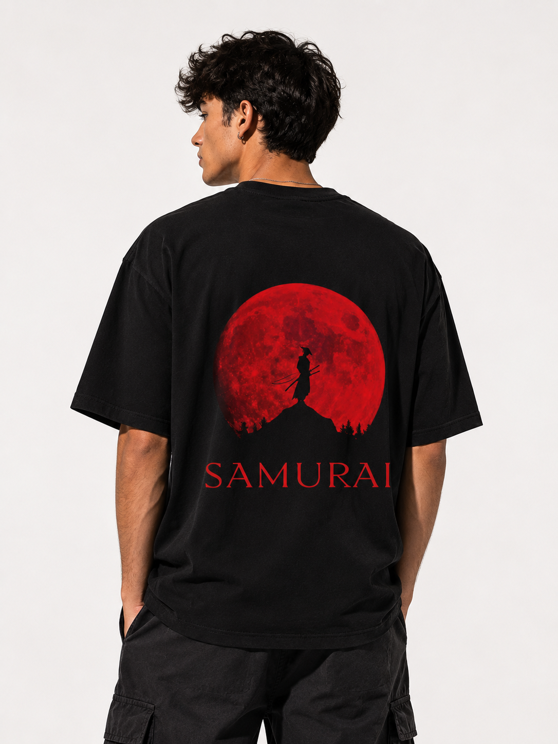 Samurai Blood Moon Oversized T-Shirt