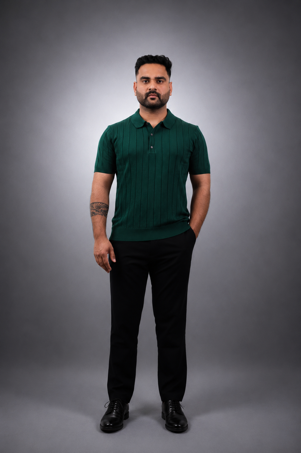 Green Knit Polo T shirt