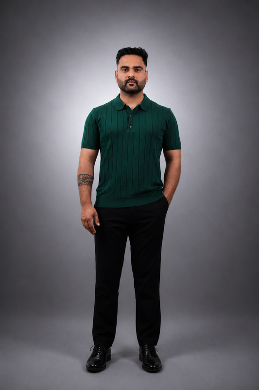 Green Knit Polo T shirt