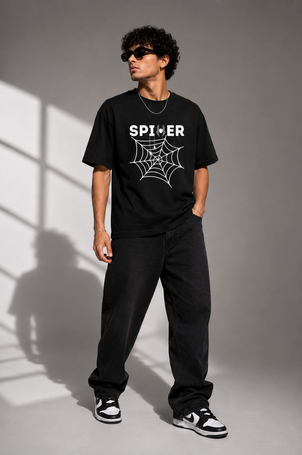 Black Graphic Cotton T shirt