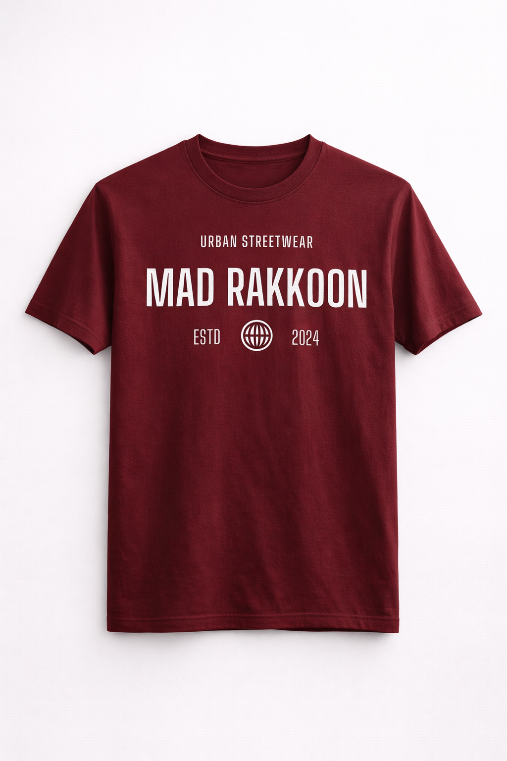 Mad Rakkoon urban streetwear logo t shirt blue cotton minimal design tee for men