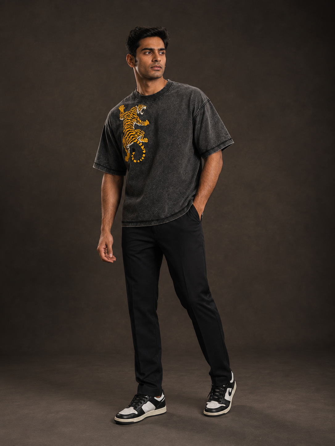 Embroidered Tiger 400 GSM T-Shirt