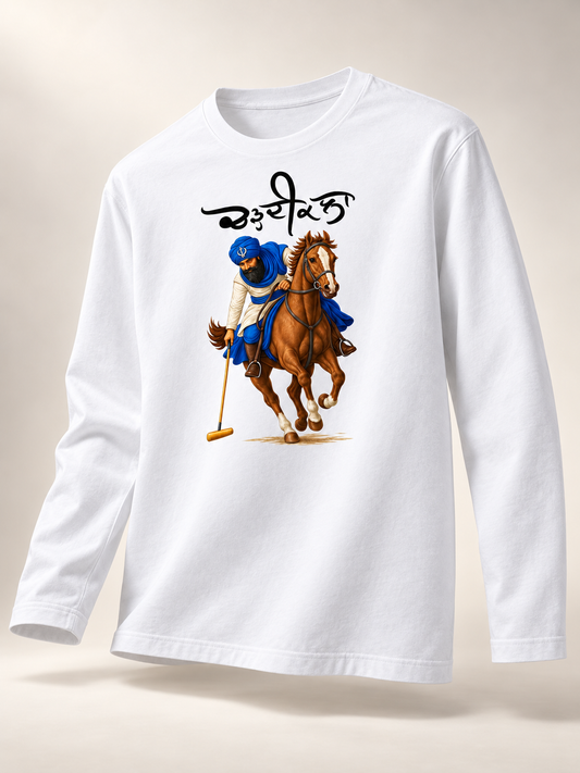 Punjabi Heritage Horse Rider Long-Sleeve T-Shirt – White