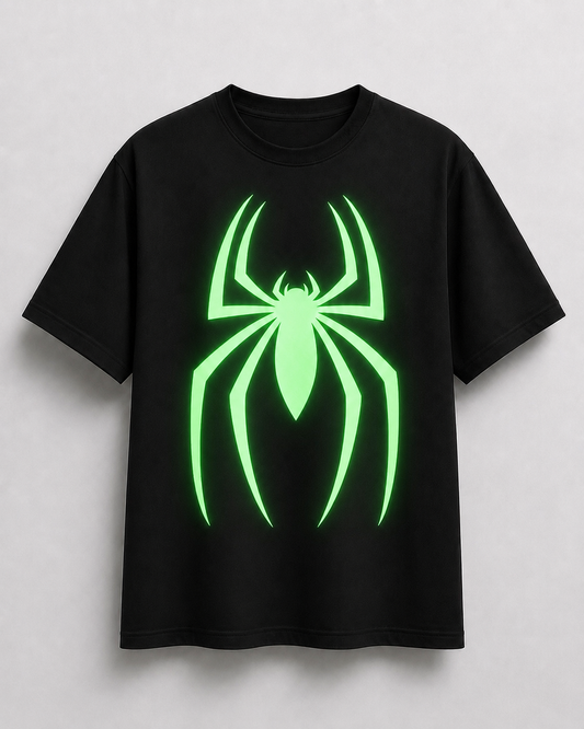 Luminous Spider Glow-in-the-Dark T-Shirt – Black Relaxed Fit