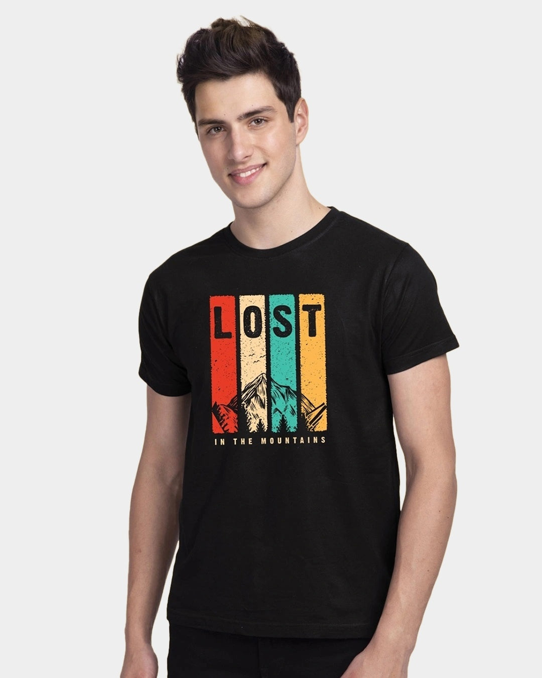Lost In The Mountains – Premium Black Adventure Tee | Designed in BC by Mad Rakkoon (Proudly Canadian)