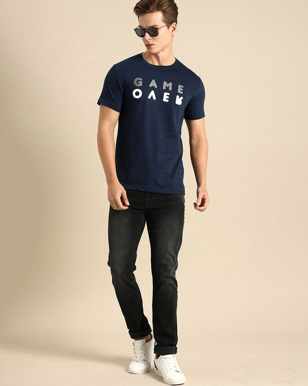 GAME OVER Navy Tee – Premium 100% Cotton | Designed in BC by Mad Rakkoon (Proudly Canadian)
