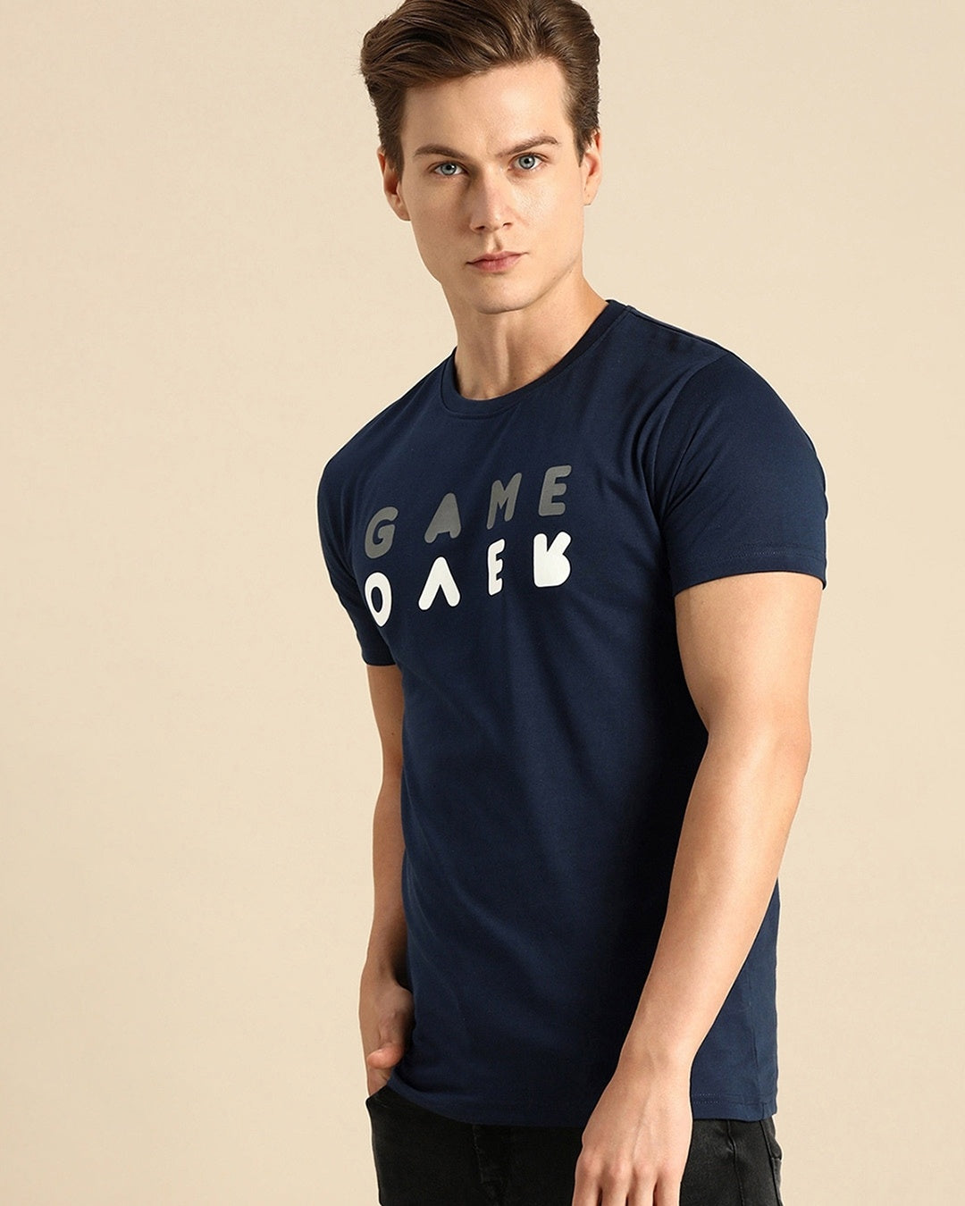 GAME OVER Navy Tee – Premium 100% Cotton | Designed in BC by Mad Rakkoon Ship to the World (Canada & USA)