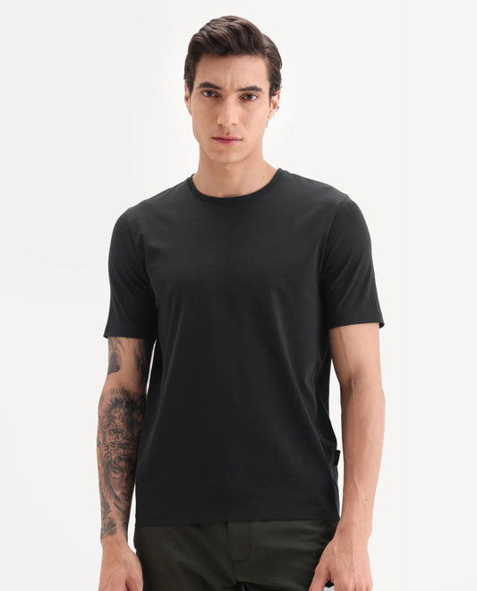 Men’s Premium Black Crew Neck T-Shirt – Regular Fit Everyday Essential