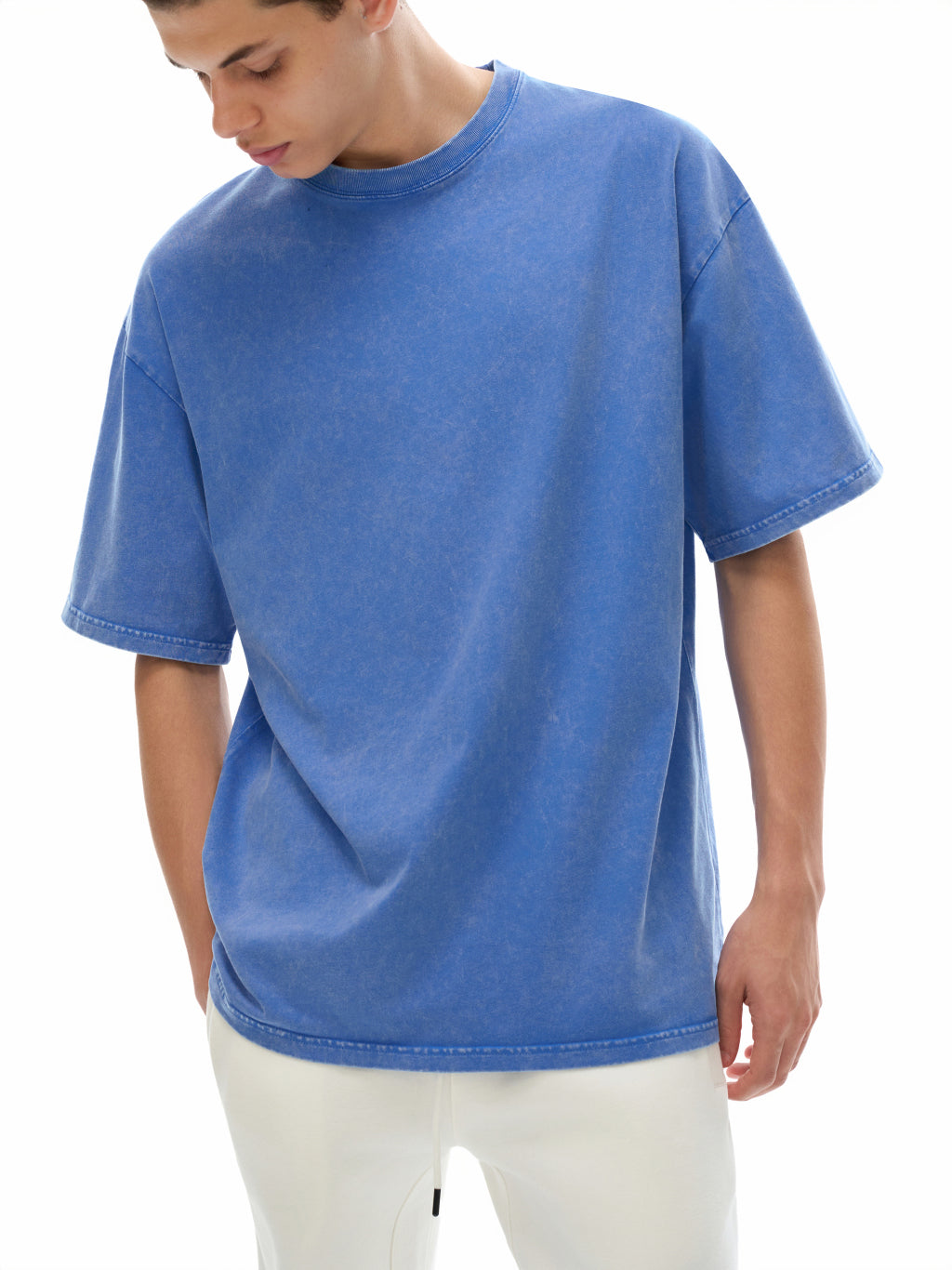 Acid Wash Blue Oversized T-Shirt – 240 GSM Relaxed Fit Unisex Tee