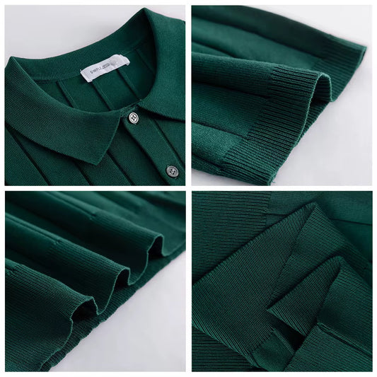Green Knit Polo T shirt