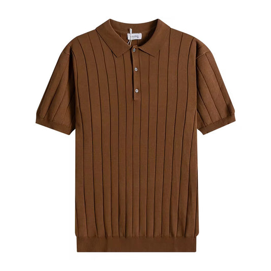 Brown Knit Polo T shirt
