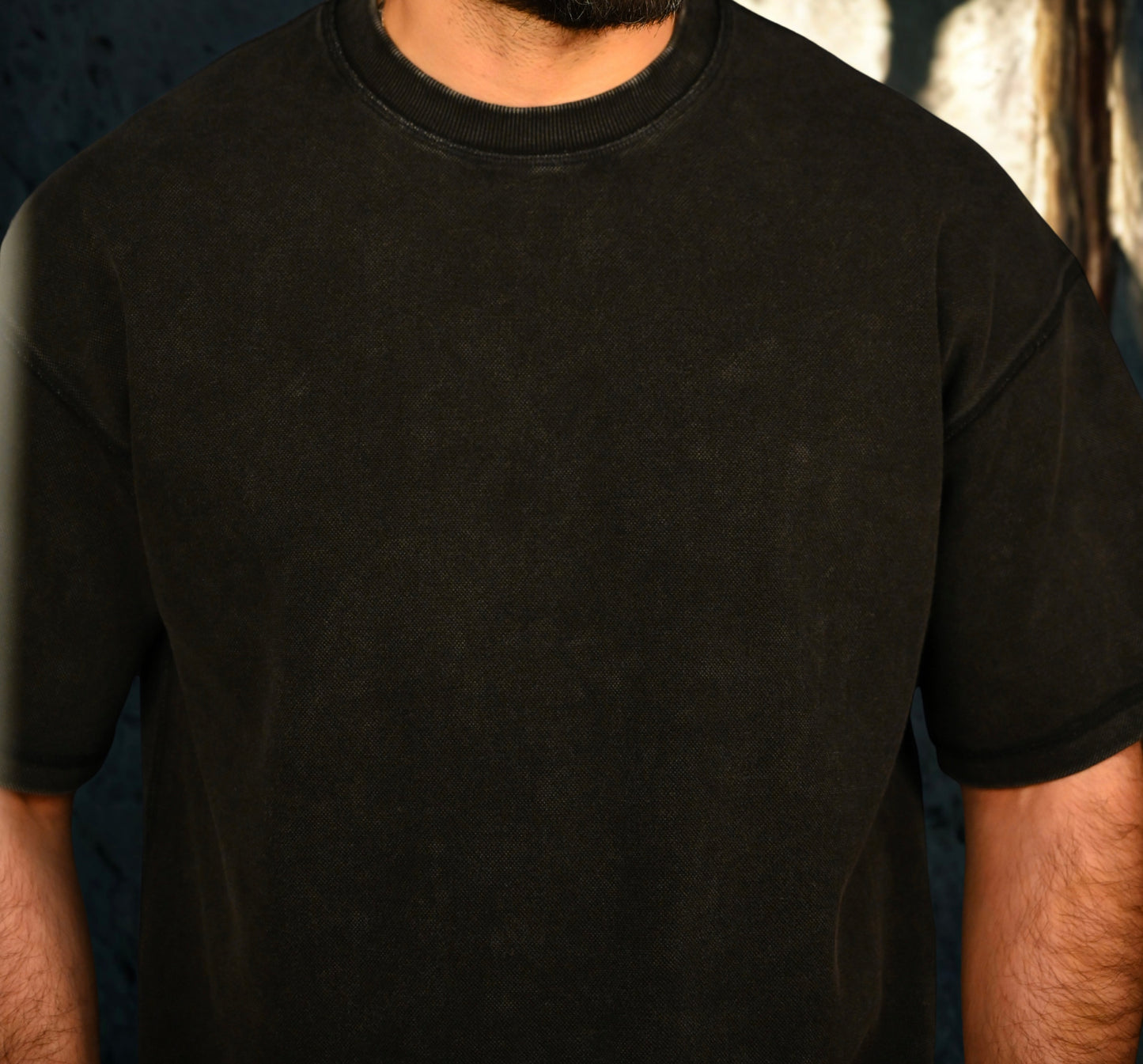 Premium Black Acid Wash Oversized T-Shirt – Heavyweight Luxury Fit 400gsm