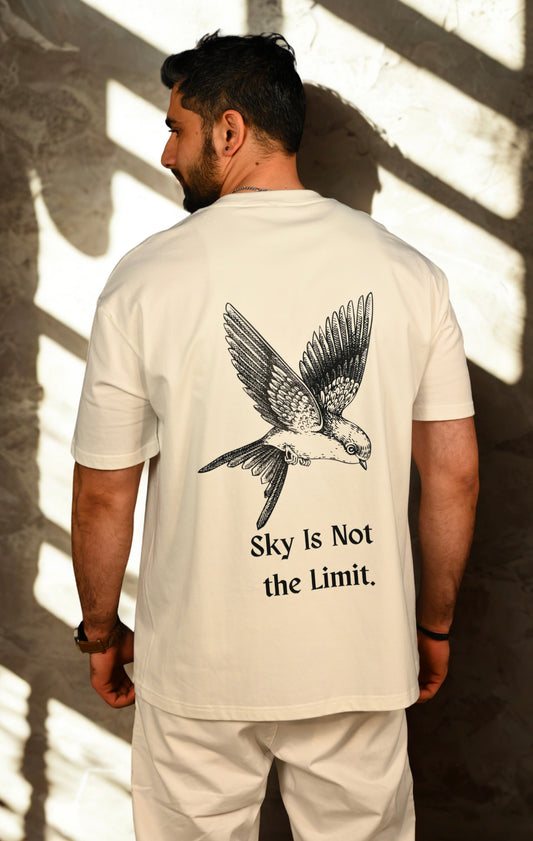 Sky Is Not the Limit White T-Shirt – 220 GSM Relaxed Fit